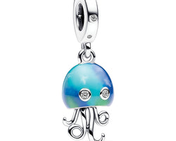 Jellyfish Sterling Silver Dangle With Clear Cubic Zirconia And Color Changing Enamel