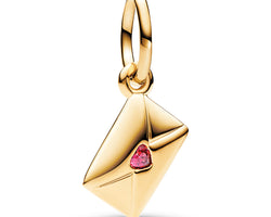 Love Envelope 14K Gold-Plated Dangle With Red Cubic Zirconia