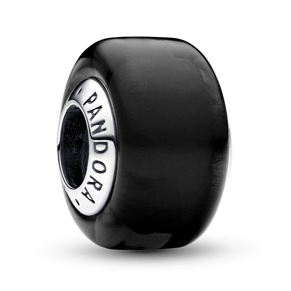 Sterling Silver Charm With Black Murano Glass