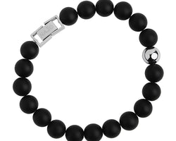 10mm Matt Onyx Round Beads And 1 Steel Beads Bracelet