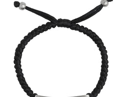 Men's Braided Synthetic Black Cord With 8X39mm Stainless Steel Id Plate, One Size Only