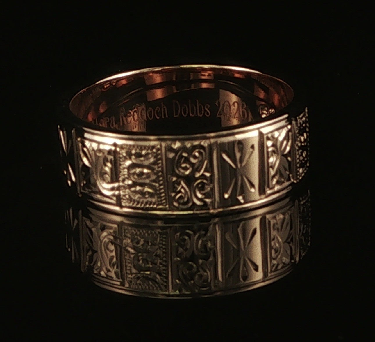 Hand engraving matching original. Personal message engraved inside.