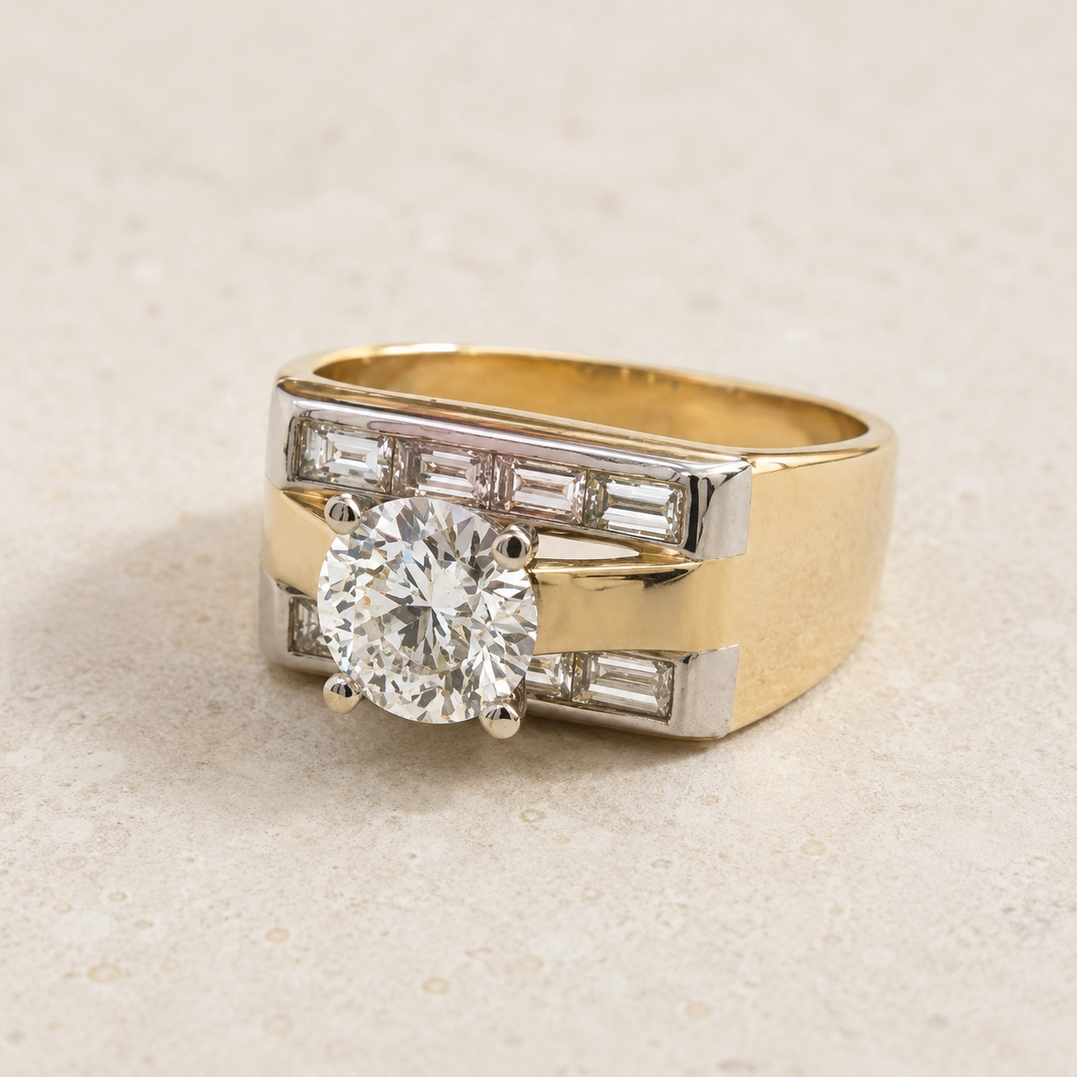 Older yellow gold and diamond engagement ring ready for remodelling at Fishers Jewellers.