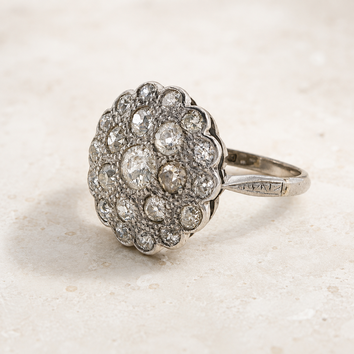 Inherited vintage diamond ring ready for thoughtful jewellery remodelling at Fishers Jewellers.