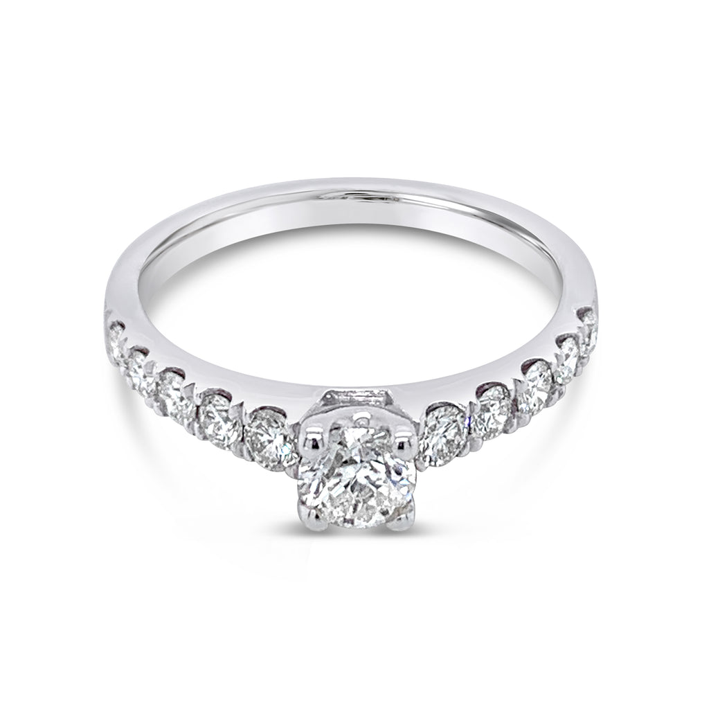 Diamond Solitaire Ring Shoulder Accents 0.84ct