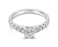 Diamond Solitaire Ring Shoulder Accents 0.84ct