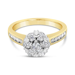 18ct Yellow Gold Diamond Cluster Ring 1.00ct