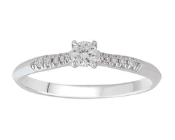 9ct White Gold Diamond Solitaire Ring With Shoulder Accents