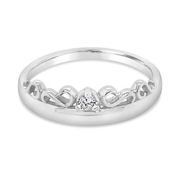 9ct White Gold Coronet Filigree Diamond Ring