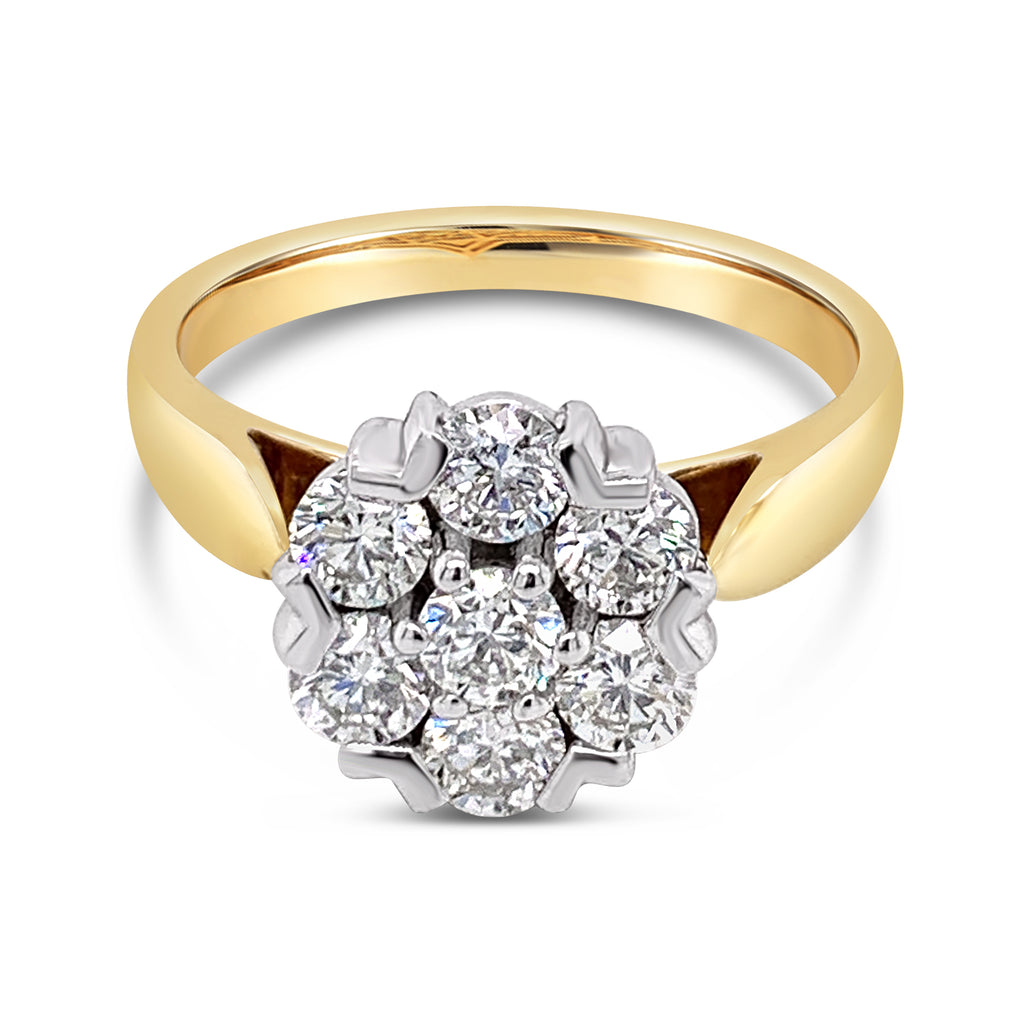 Eighteen Carat Yellow Gold Cluster Ring 1.00ct Total