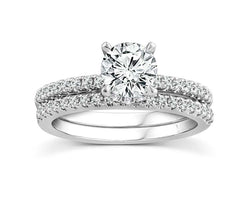 18ct White Gold 1.50ct F/VS2 Created Diamonds Bridal Ring Set