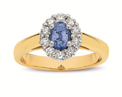 9ct Yellow Gold Ceylon Sapphire Diamond Ring