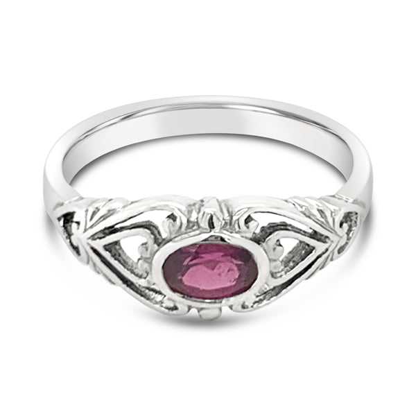 Renaissance Ring in Sterling Silver with Rhodolite, 14K Yellow Gold and  Diamonds