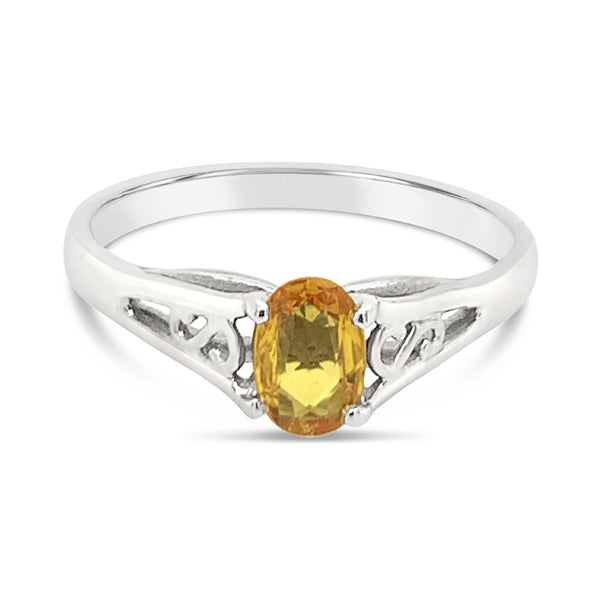 9ct White Gold Yellow Sapphire Paulette Ring