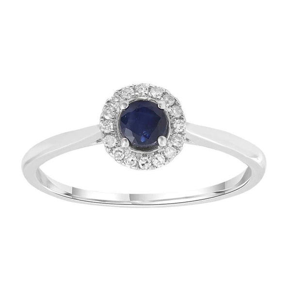 9ct White Gold Sapphire And Diamond Halo Ring