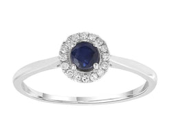 9ct White Gold Sapphire And Diamond Halo Ring