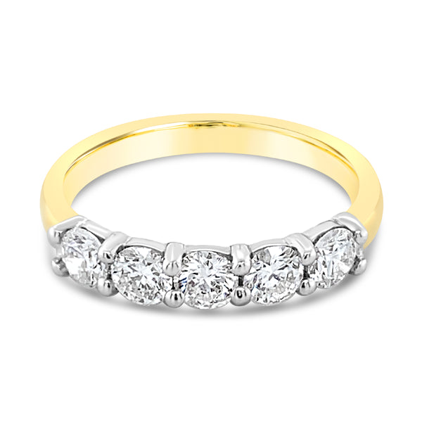 Five Diamond Eternity Ring 1.00Ct Total Diamond Weight 18Ct Yellow & White Gold