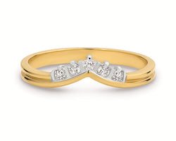 9ct Yellow Gold V Curved Diamond Ring
