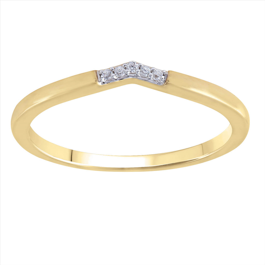 9ct Yellow Gold Diamond Curved Ring