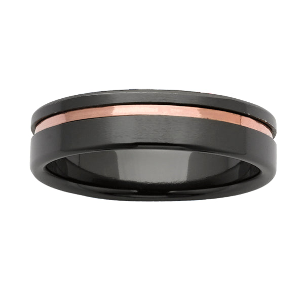 Black Zirconium & 9kt Red Gold Wedder