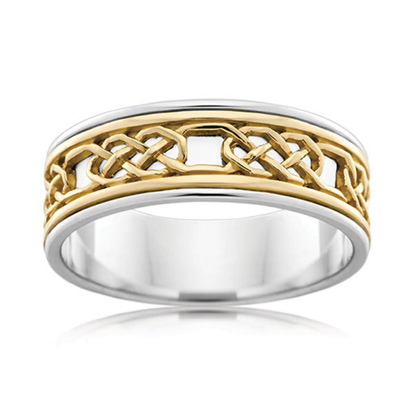 9ct Two Tone Celtic Wedding Ring
