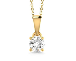9ct Yellow Gold 0.20ct Diamond Four Claw Pendant (Chain Not Included)