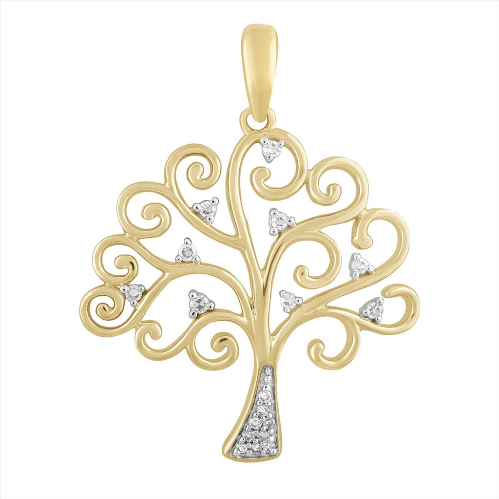 9ct Yellow Gold 0.05Ct HI/I1 Diamond Tree of Life Pendant