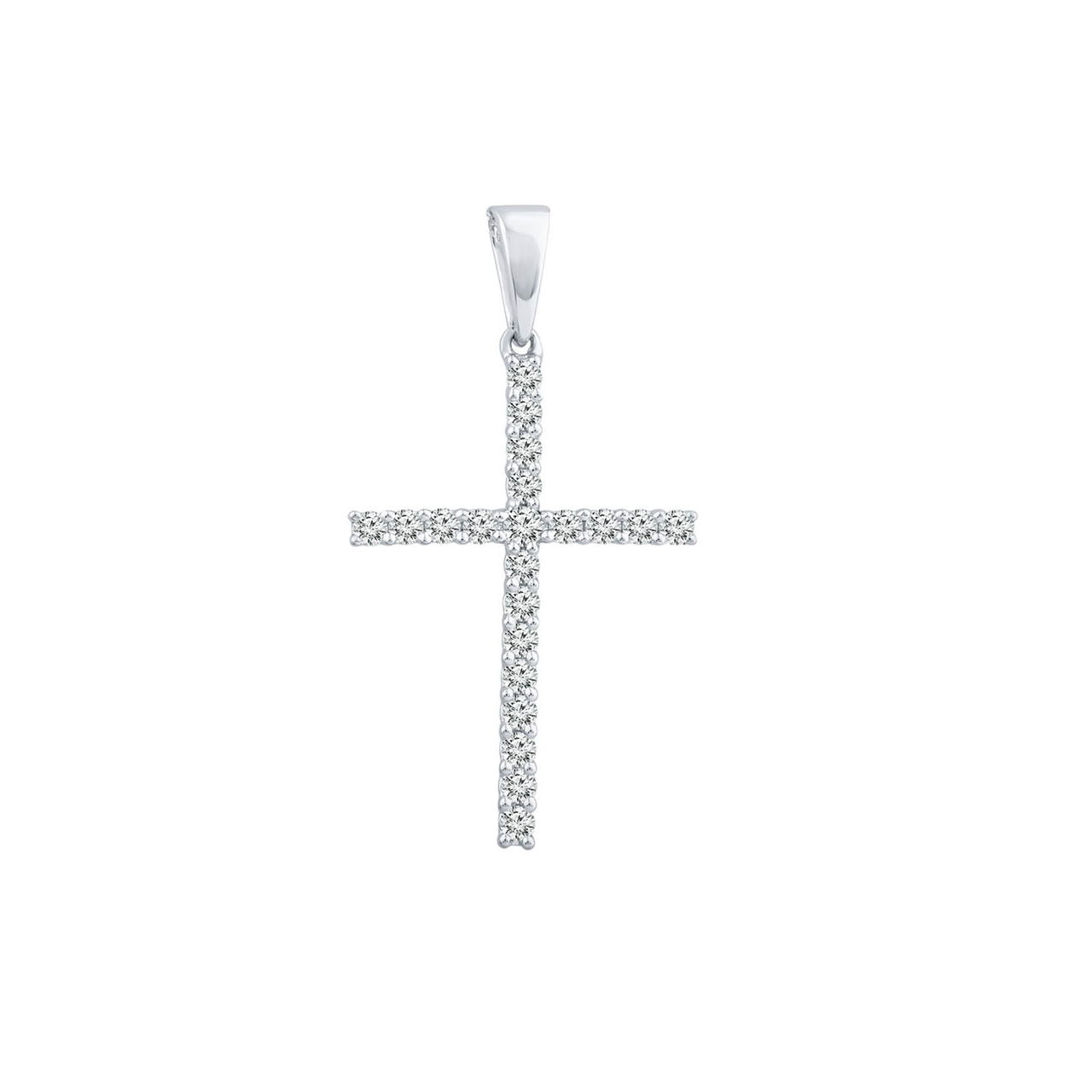 9ct White Gold Diamond Set Cross Pendant