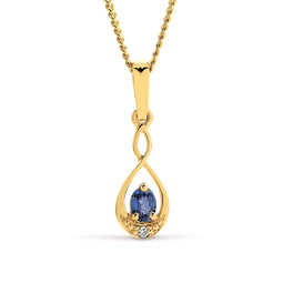 Yellow Gold Ceylon Sapphire & Diamond Pendant