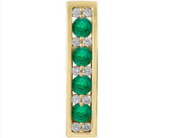 Nine Carat Yellow Gold Diamond & Emerald Pendant