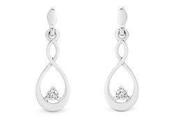 9ct White Gold Diamond Drop Earrings