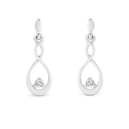 9ct White Gold Diamond Drop Earrings