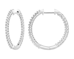 9ct White Gold Diamond In & Out Hoop Earring