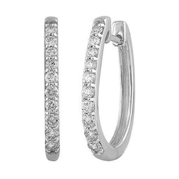 9ct White Gold Diamond Oval Huggies