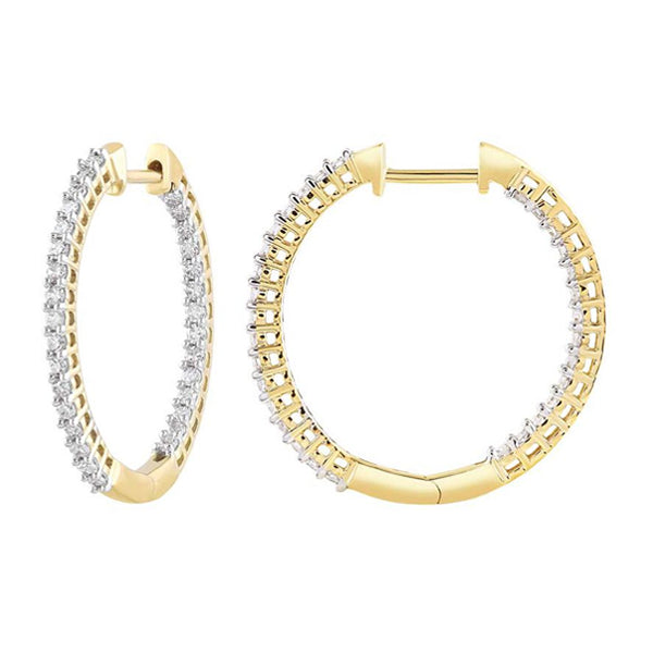 9ct Yellow Gold Diamond In Out Hoops