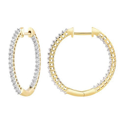 9ct Yellow Gold Diamond In Out Hoops