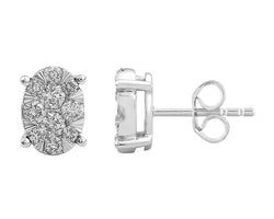 9ct White Gold Diamond Stud Earrings