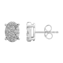 9ct White Gold Diamond Stud Earrings