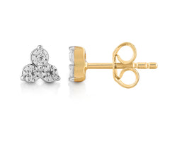 9ct Yellow Gold Diamond Trio Stud Earrings