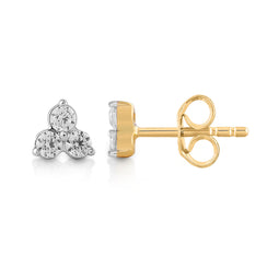 9ct Yellow Gold Diamond Trio Stud Earrings