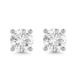 18ct White Gold Four Claw Diamond Stud Earrings 0.50ct