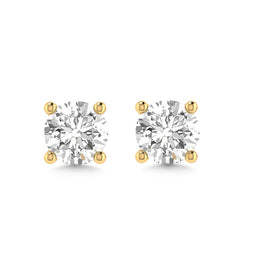9ct Yellow Gold Four Claw Diamond Stud Earrings 0.25ct