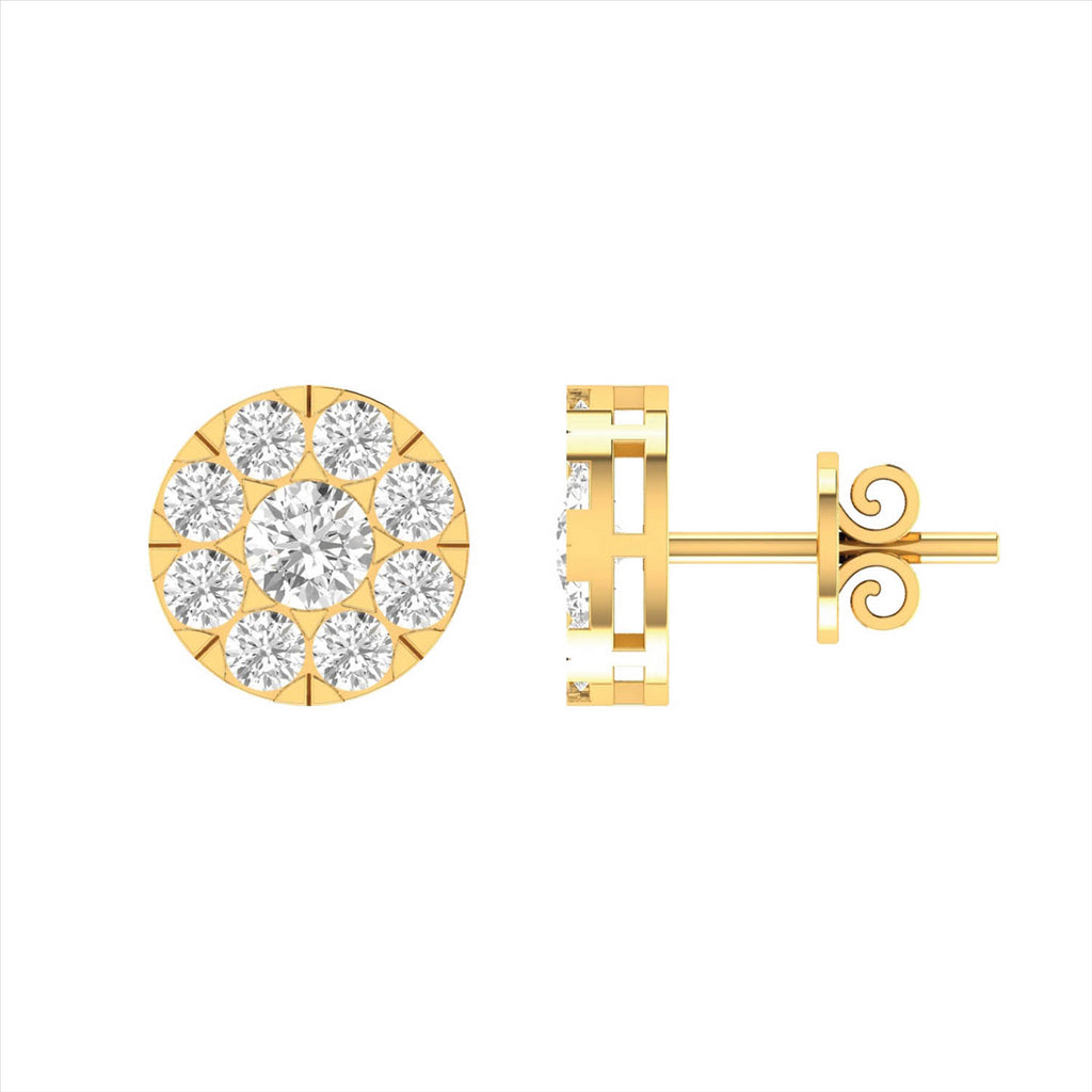 9ct Yellow Diamond Cluster Stud Earrings