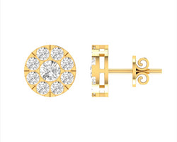 9ct Yellow Diamond Cluster Stud Earrings