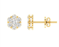 9ct Yellow Gold Diamond Cluster Stud Earringss