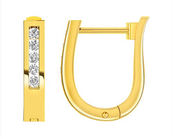9ct Yellow Gold 0.15Ct GH/ I1 Diamond Oval Huggies Earrings