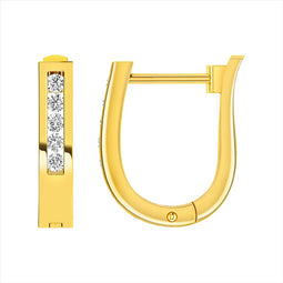 9ct Yellow Gold 0.15Ct GH/ I1 Diamond Oval Huggies Earrings