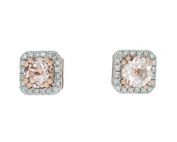 Morganite & Diamond Halo Earrings