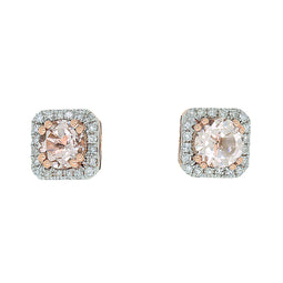 Morganite & Diamond Halo Earrings