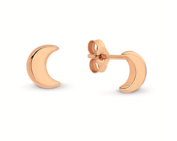 Rose Gold Moon Stud Earrings